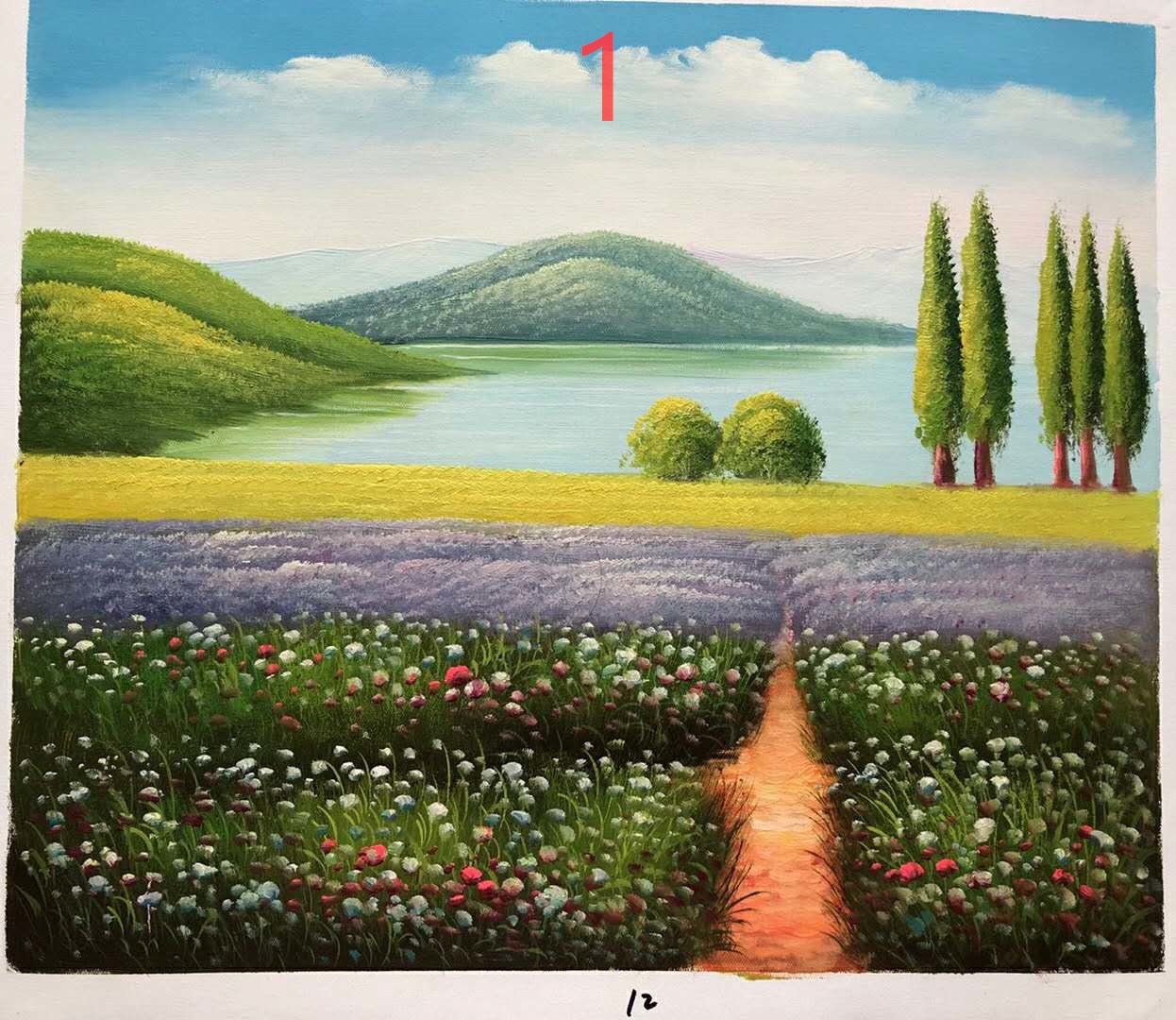 Hand painted landscape oil painting, flower sea oil painting50*60cm/20*24 inch