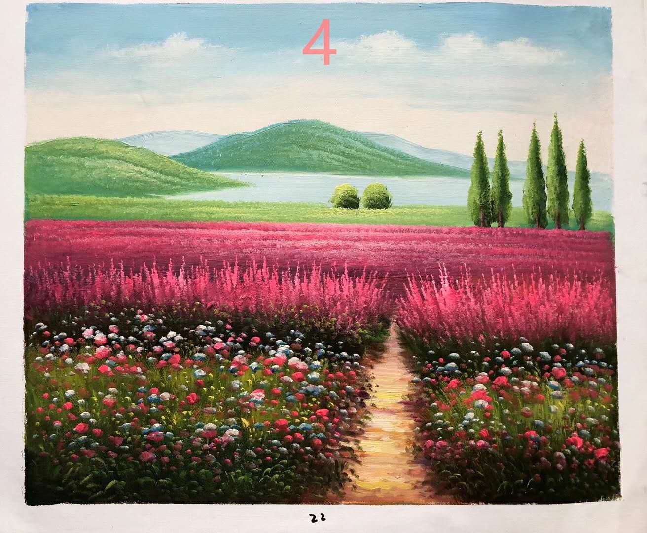 Hand painted landscape oil painting, flower sea oil painting50*60cm/20*24 inch
