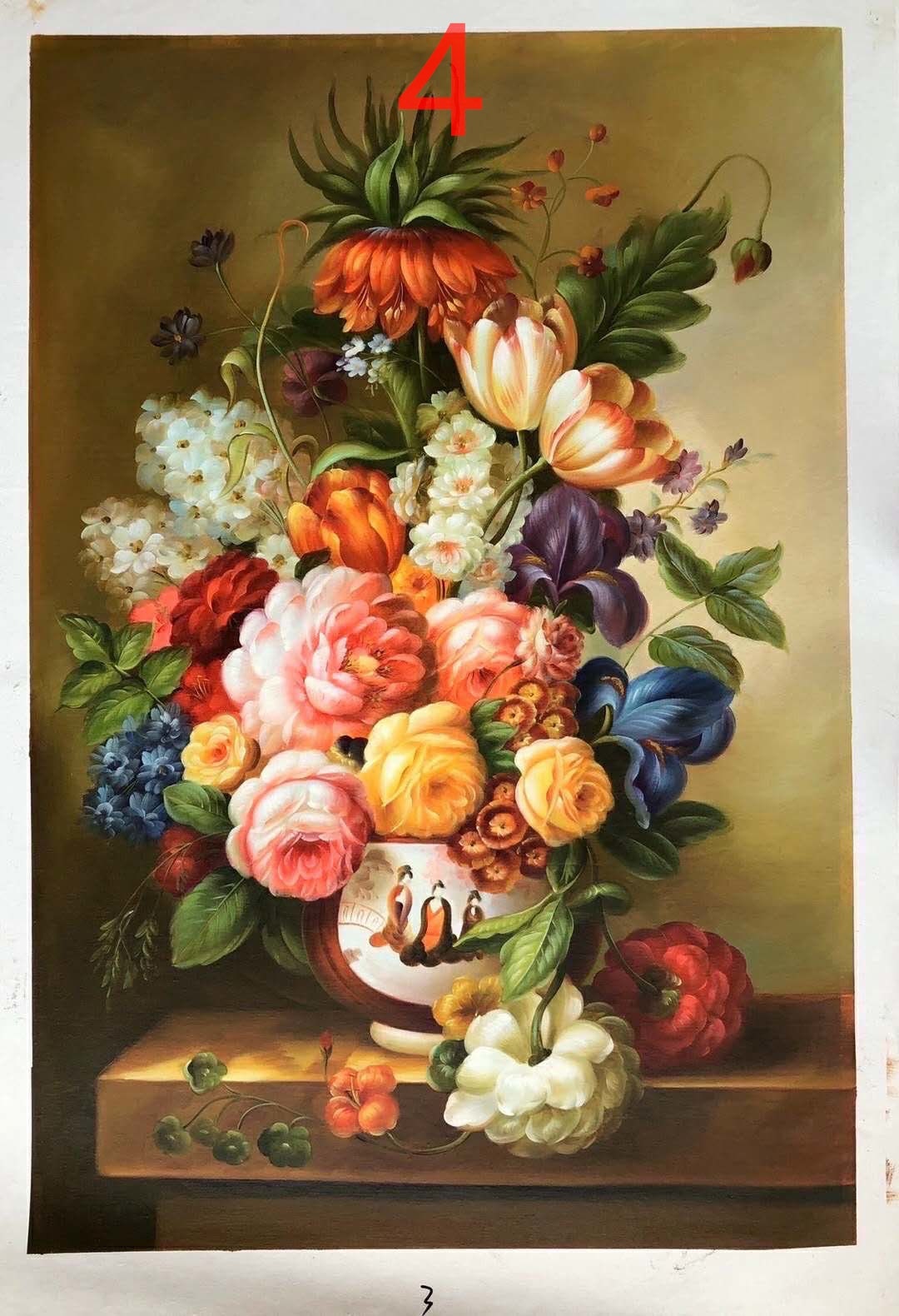 Hand painted modern flower oil painting. Classical flower oil painting