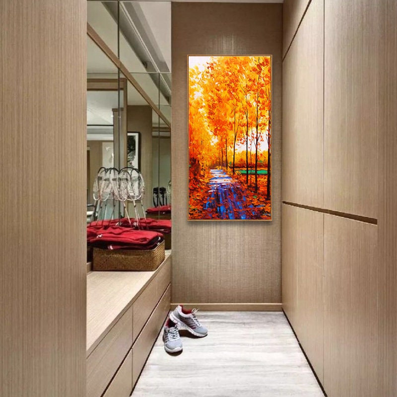 Oil Painting of Autumn Scenes, Autumn Landscape Original Oil Paintings on Canvas, Abstract Tree Painting Original
