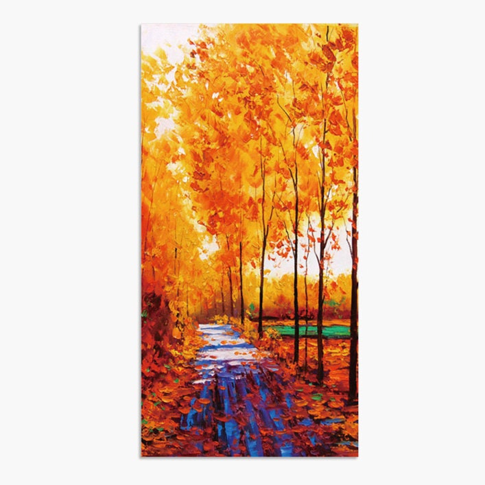 Oil Painting of Autumn Scenes, Autumn Landscape Original Oil Paintings on Canvas, Abstract Tree Painting Original