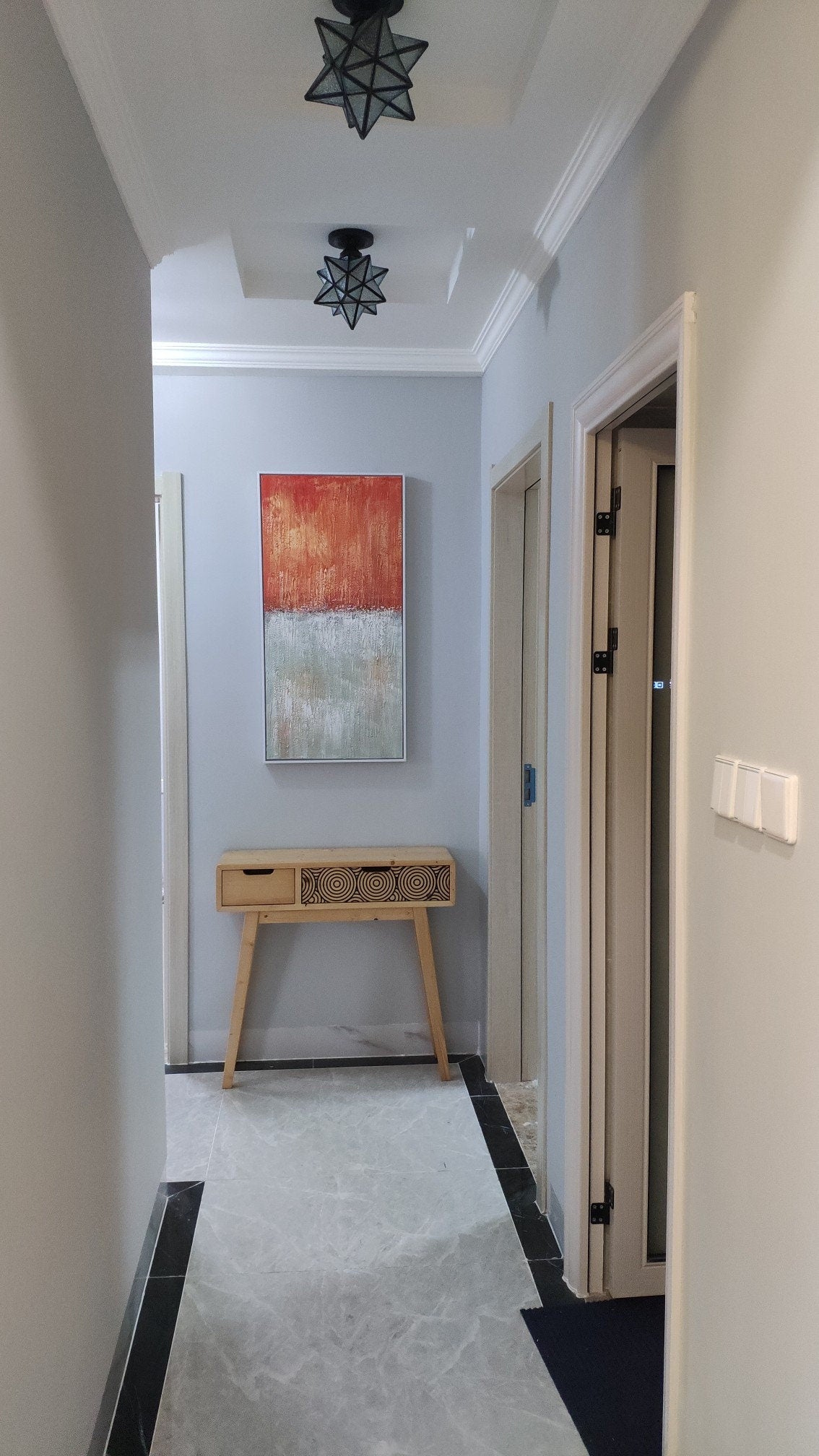 Large Abstract Acrylic Painting on Canvas, Minimalist Wall Art Canvas, Original Orange and White Abstract Canvas Art