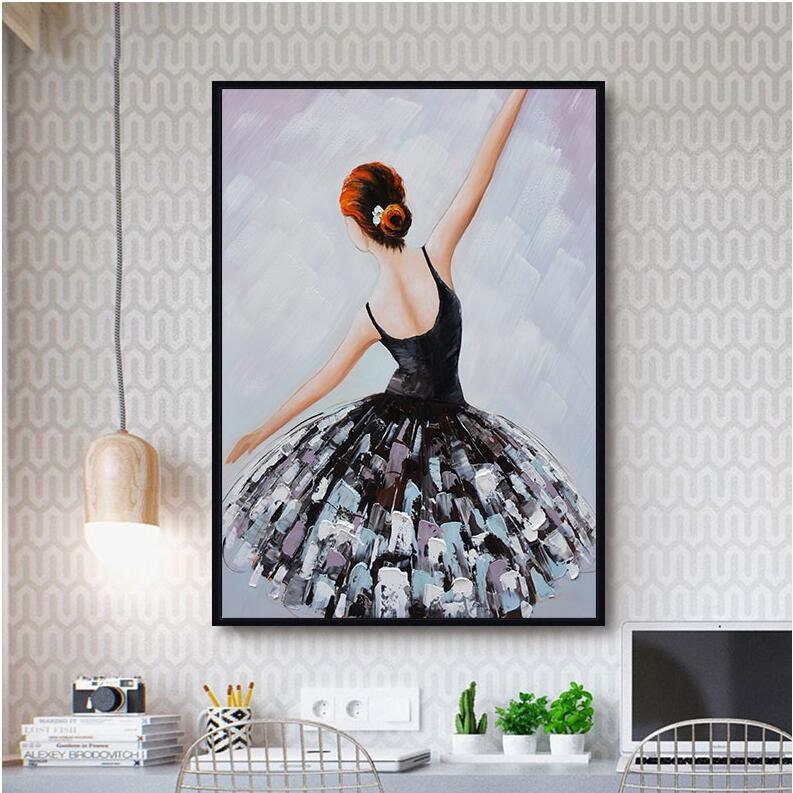 Ballet Canvas Wall Art, Original Ballerina Oil Painting on Canvas, Original Abstract Canvas Painting