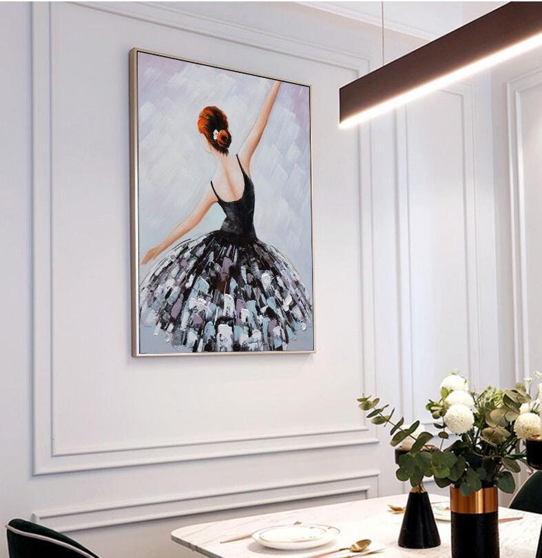 Ballet Canvas Wall Art, Original Ballerina Oil Painting on Canvas, Original Abstract Canvas Painting