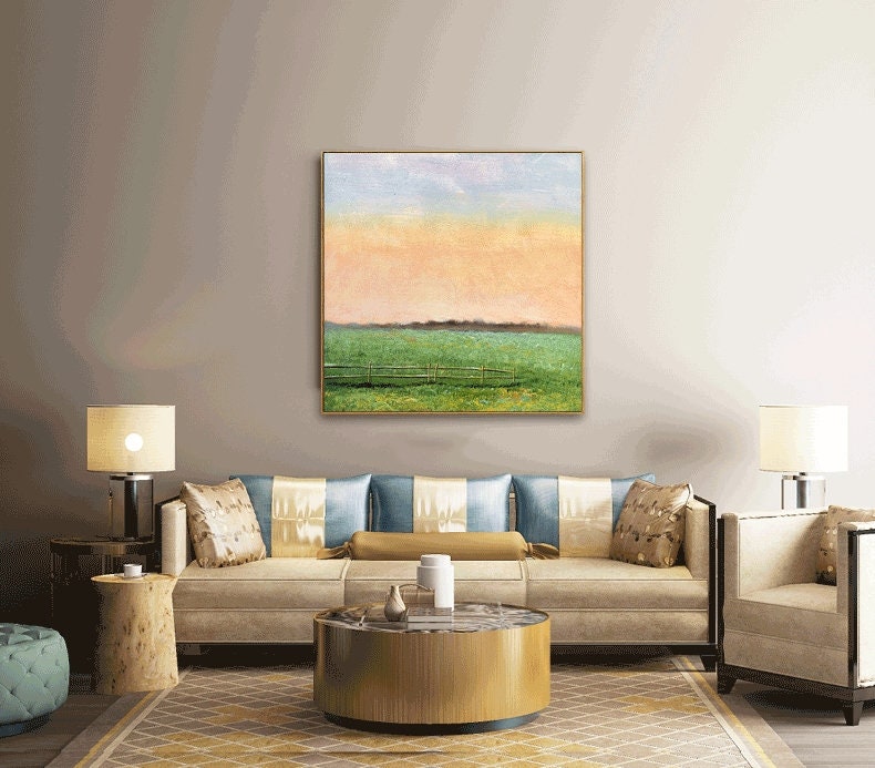 Extra Large Wall Art Landscape, Landscape Painting Countryside, Abstract Landscape Wall Art, Landscape Canvas Art Abstract