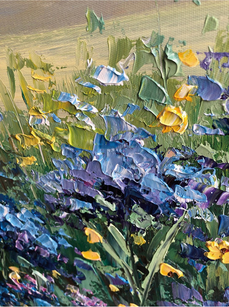Original Abstract Floral Painting, Violet Flower Oil Painting, Purple Lilac Canvas Wall Art, Flower Painting on Canvas
