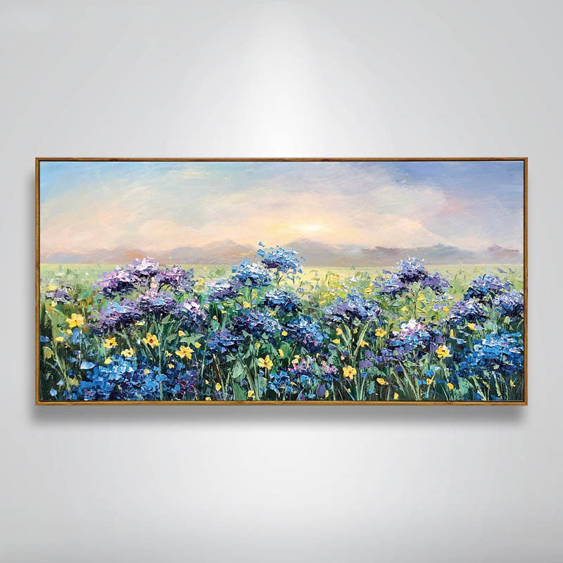 Original Abstract Floral Painting, Violet Flower Oil Painting, Purple Lilac Canvas Wall Art, Flower Painting on Canvas
