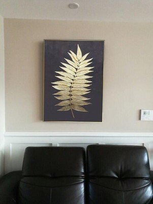 Gold Leaf Wall Art, Botanical Canvas Wall Art, Extra Large Abstract Art, Golden Canvas Painting, Original Abstract Painting