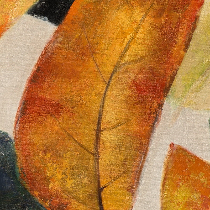Original Abstract Leaves Wall Art, Large Fall Autumn Leaves Oil Painting on Canvas, Modern Abstract Acrylic Wall Decor for…