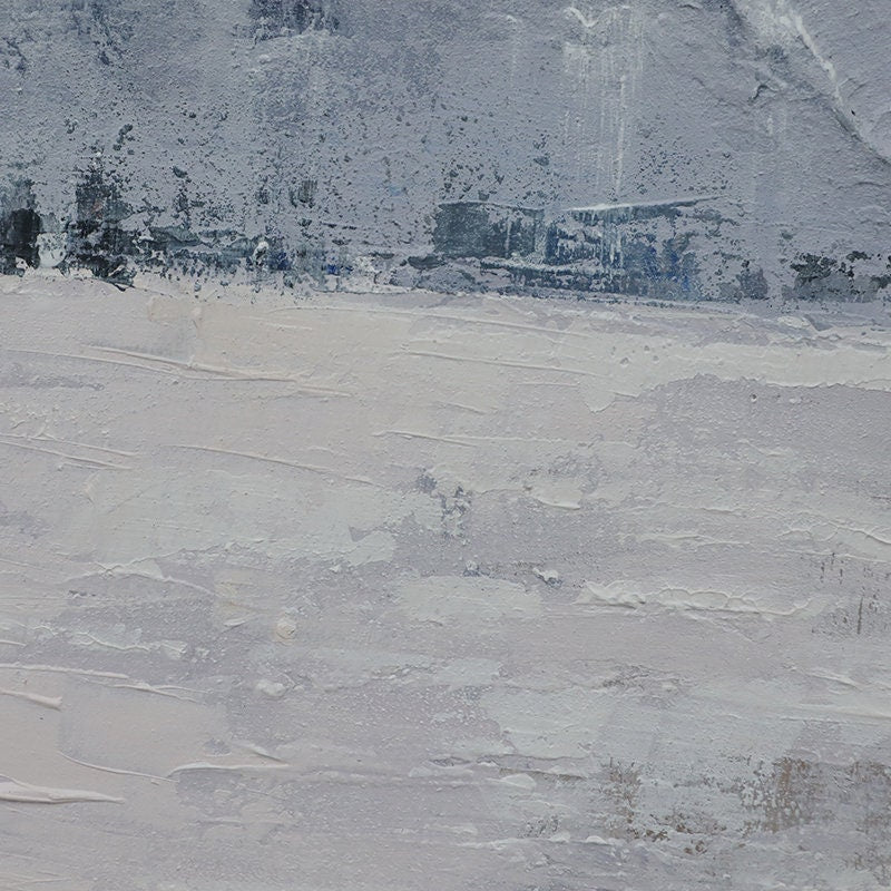 Oversized Abstract Grey and Blue Canvas Wall Art, Extra Large Textured Oil Painting on Canvas, Modern Minimalist Wall Decor…