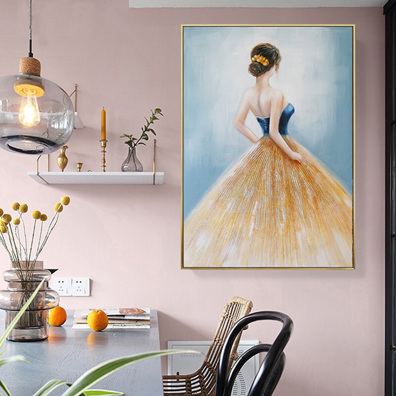 Abstract Ballerina Painting on Canvas, Large Ballet Oil Painting, Original Ballet Dancer Painting, Dancing Girl Wall Art for…