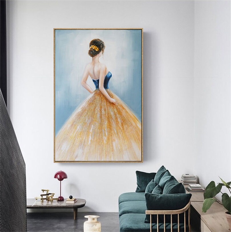 Abstract Ballerina Painting on Canvas, Large Ballet Oil Painting, Original Ballet Dancer Painting, Dancing Girl Wall Art for…