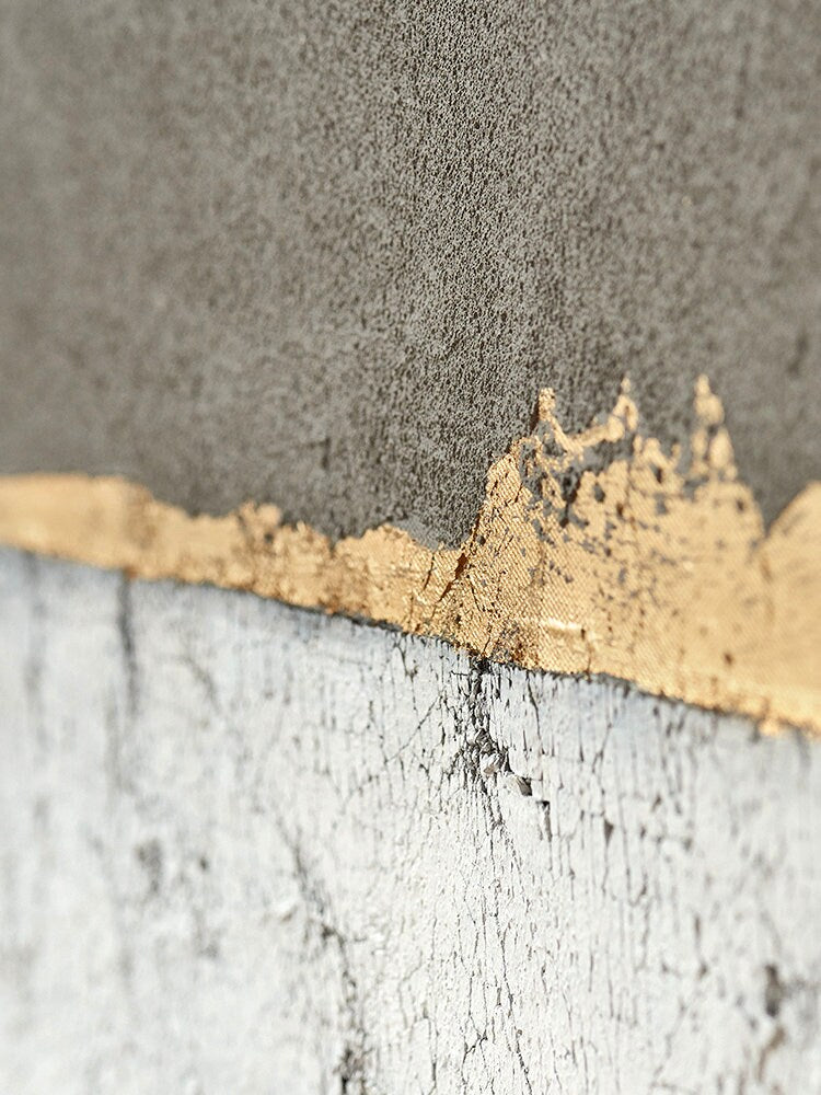 Original Oil Painting on Canvas, Large Abstract Canvas Wall Art, Modern Brown and Gold Minimalist Art for Bedroom