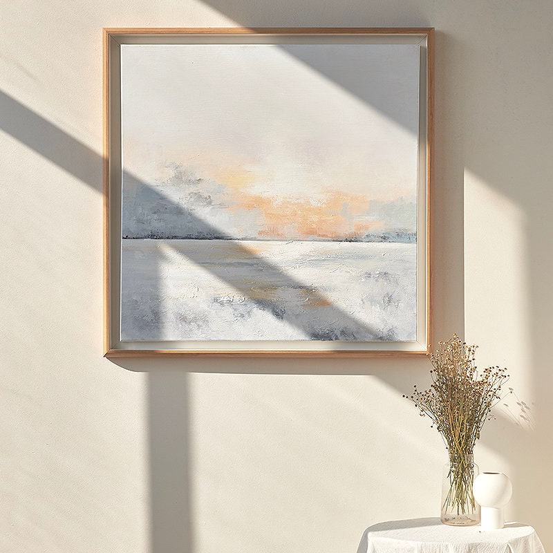 Modern Sunset Abstract Oil Painting, Extra Large Sunrise Canvas Wall Art, Abstract Seascape Painting on Canvas