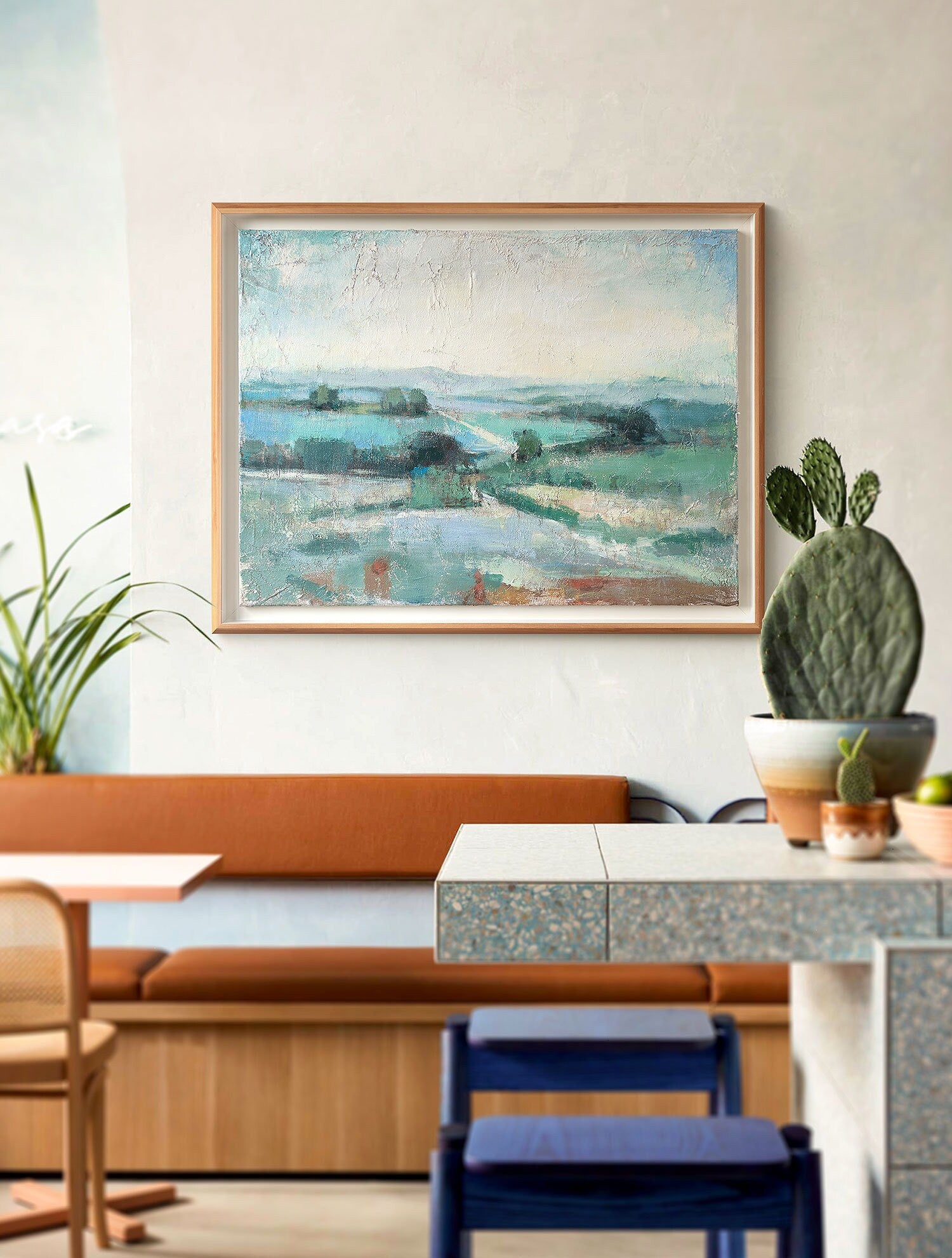 Abstract Landscape Wall Art, Large Landscape Oil Paintings on Canvas Original, Modern Abstract Bedroom Wall Decor