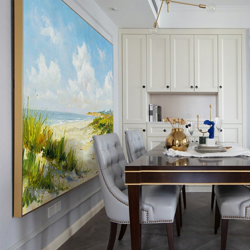Landscape Oil Painting on Canvas Original, Extra Large Coastal Canvas Art, Abstract Seascape Oil Painting, Modern Nautical…