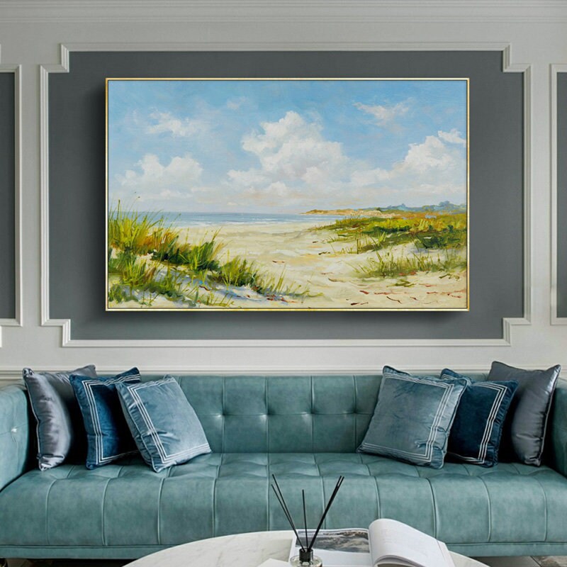 Landscape Oil Painting on Canvas Original, Extra Large Coastal Canvas Art, Abstract Seascape Oil Painting, Modern Nautical…