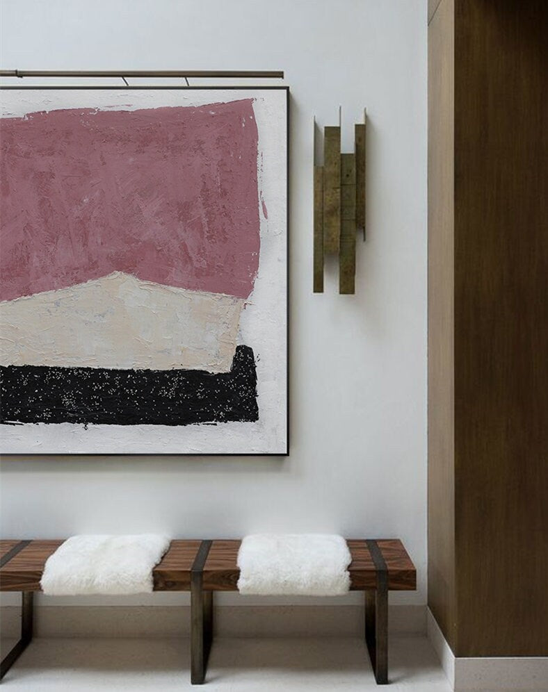 Large Lilac and Black Canvas Wall Art, Original Abstract Painting on Canvas, Modern Minimalist Canvas Painting, Oversized…