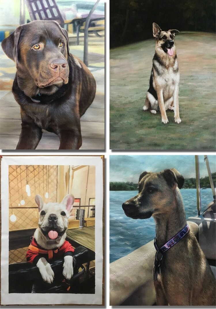 Dog Portrait Custom Painting from Photo, Hand-painted Personalized Portrait, Custom Gift for Pet Lover