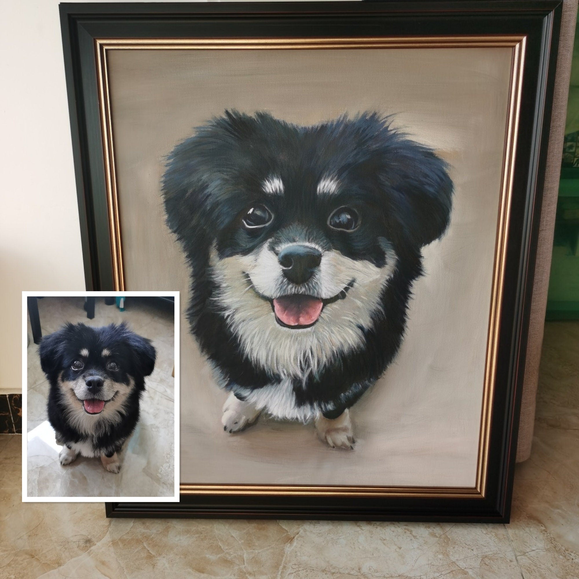 Dog Portrait Custom Painting from Photo, Hand-painted Personalized Portrait, Custom Gift for Pet Lover