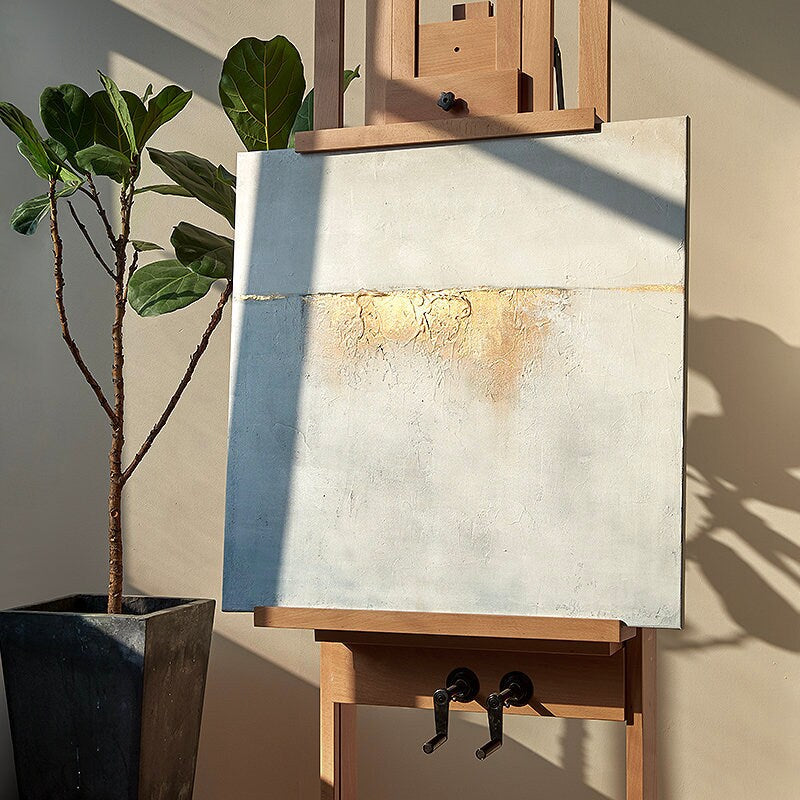 White and Gold Abstract Canvas Art, Extra Large Canvas Wall Art, Original Oil Painting on Canvas, Mimimalist Textured Art