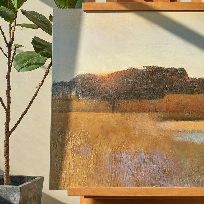 Original Landscape Oil Painting on Canvas, Abstract Landscape Canvas Art, Modern Minimalist Artwork for Bedroom, Extra Large…
