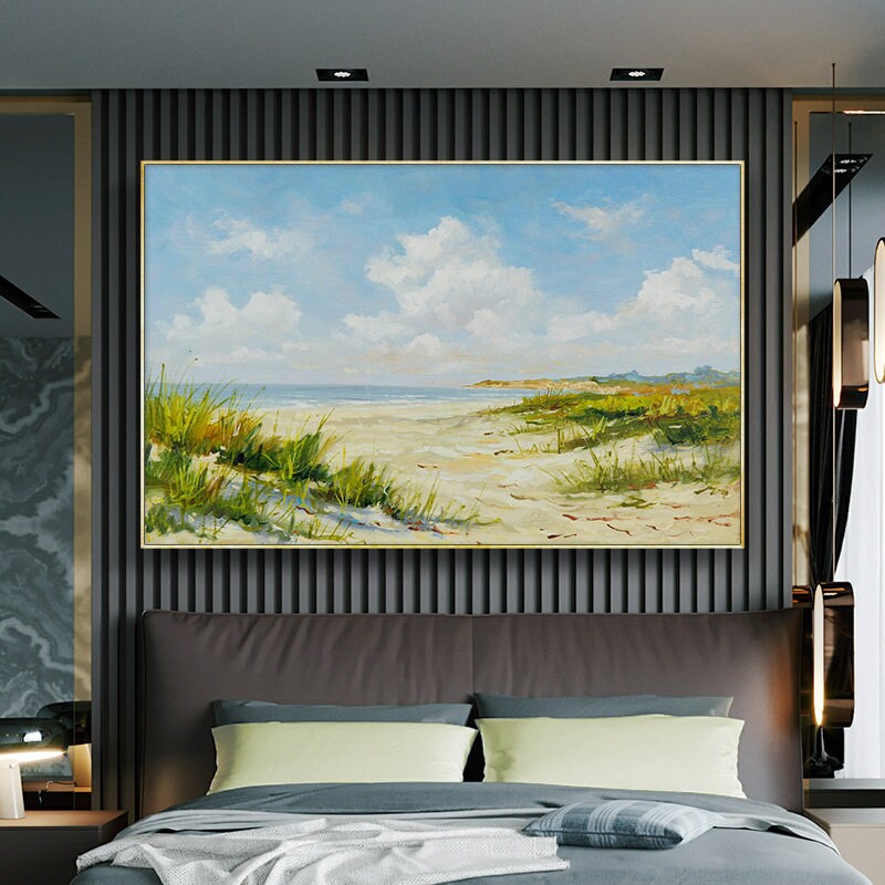 Landscape Oil Painting on Canvas Original, Extra Large Coastal Canvas Art, Abstract Seascape Oil Painting, Modern Nautical…