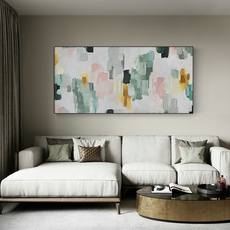 Extra Large Modern Wall Painting, Abstract Canvas Wall Art, Colorful Minimalist Acrylic Painting on Canvas, Art for Bedroom