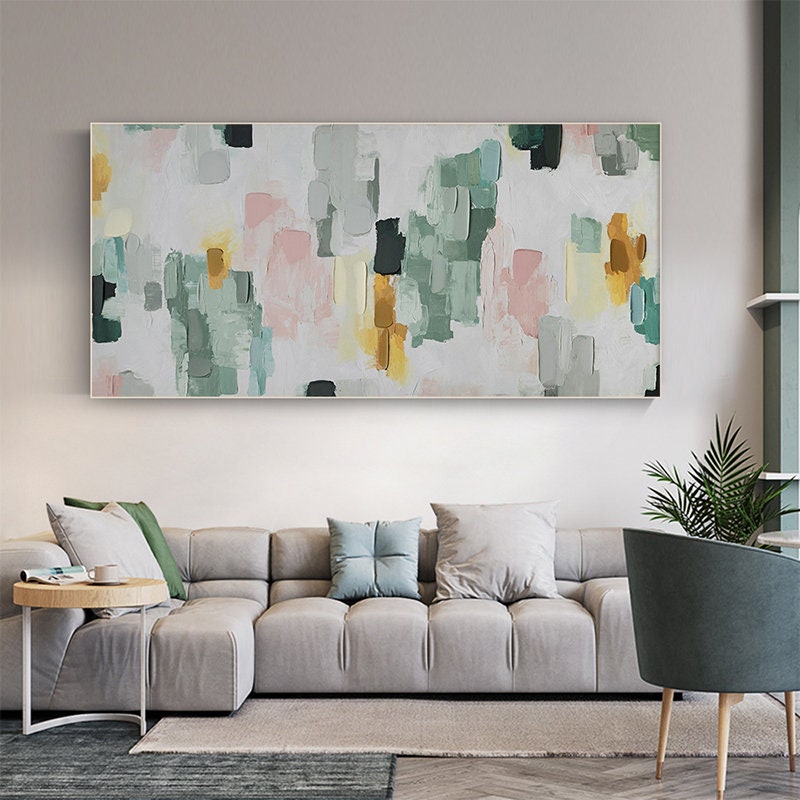 Extra Large Modern Wall Painting, Abstract Canvas Wall Art, Colorful Minimalist Acrylic Painting on Canvas, Art for Bedroom