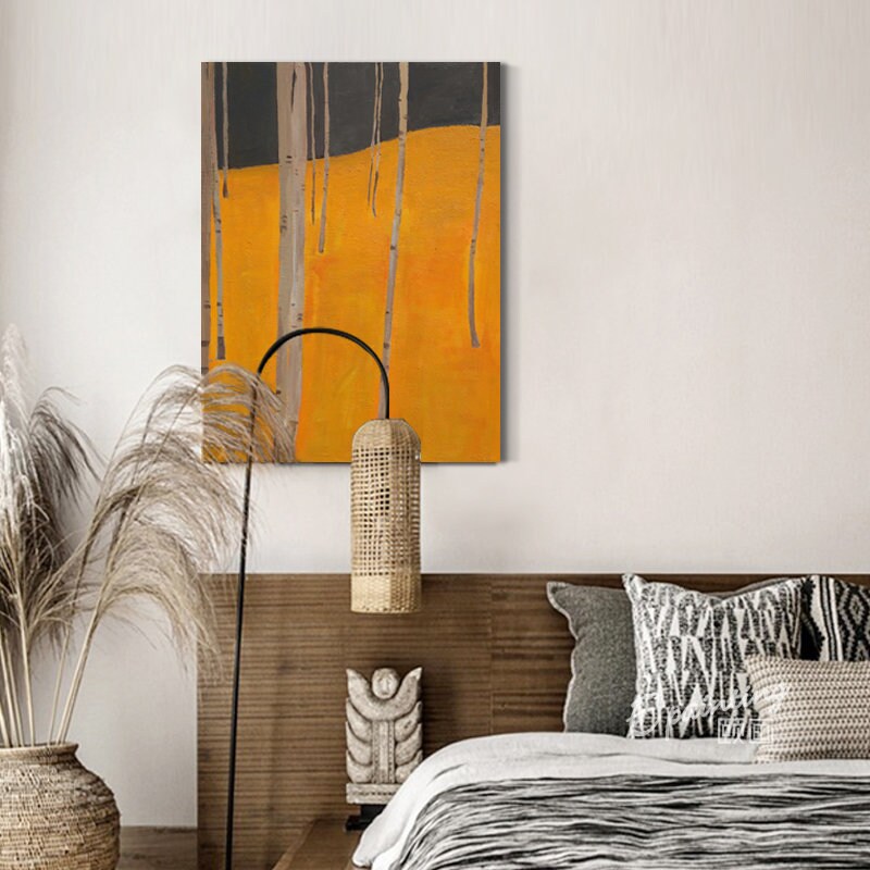 Abstract Aspen Tree Painting, Extra Large Canvas Wall Art, Original Birch Oil Artwork on Canvas, Oversized Minimalist…