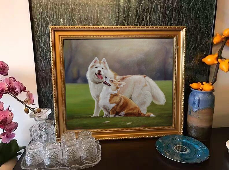 Dog Portrait Custom Painting from Photo, Hand-painted Personalized Portrait, Custom Gift for Pet Lover