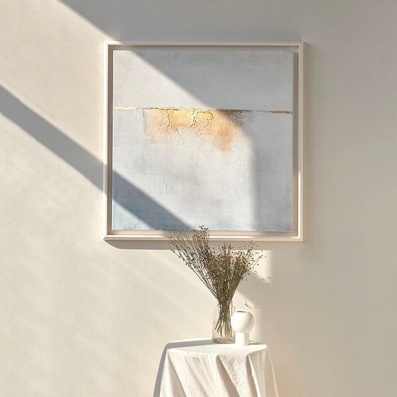 White and Gold Abstract Canvas Art, Extra Large Canvas Wall Art, Original Oil Painting on Canvas, Mimimalist Textured Art