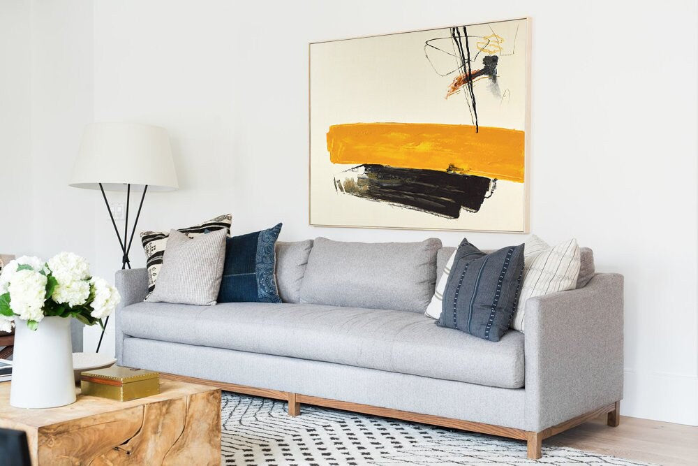 Large Hand-Painted Abstract Painting, Minimalist Canvas Wall Art, Modern Acrylic Painting on Canvas, Original Art for Living…