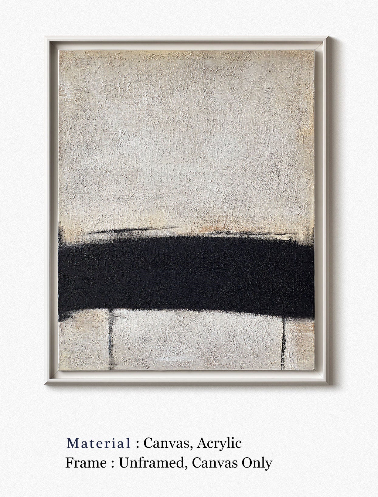 Original Beige and Black Wall Art, Modern Abstract Painting on Canvas, Large Textured Canvas Painting
