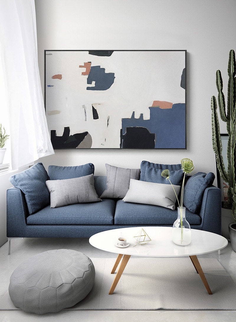 Extra Large Modern Wall Painting, Abstract Canvas Wall Art, Colorful Minimalist Acrylic Painting on Canvas, Art for Bedroom