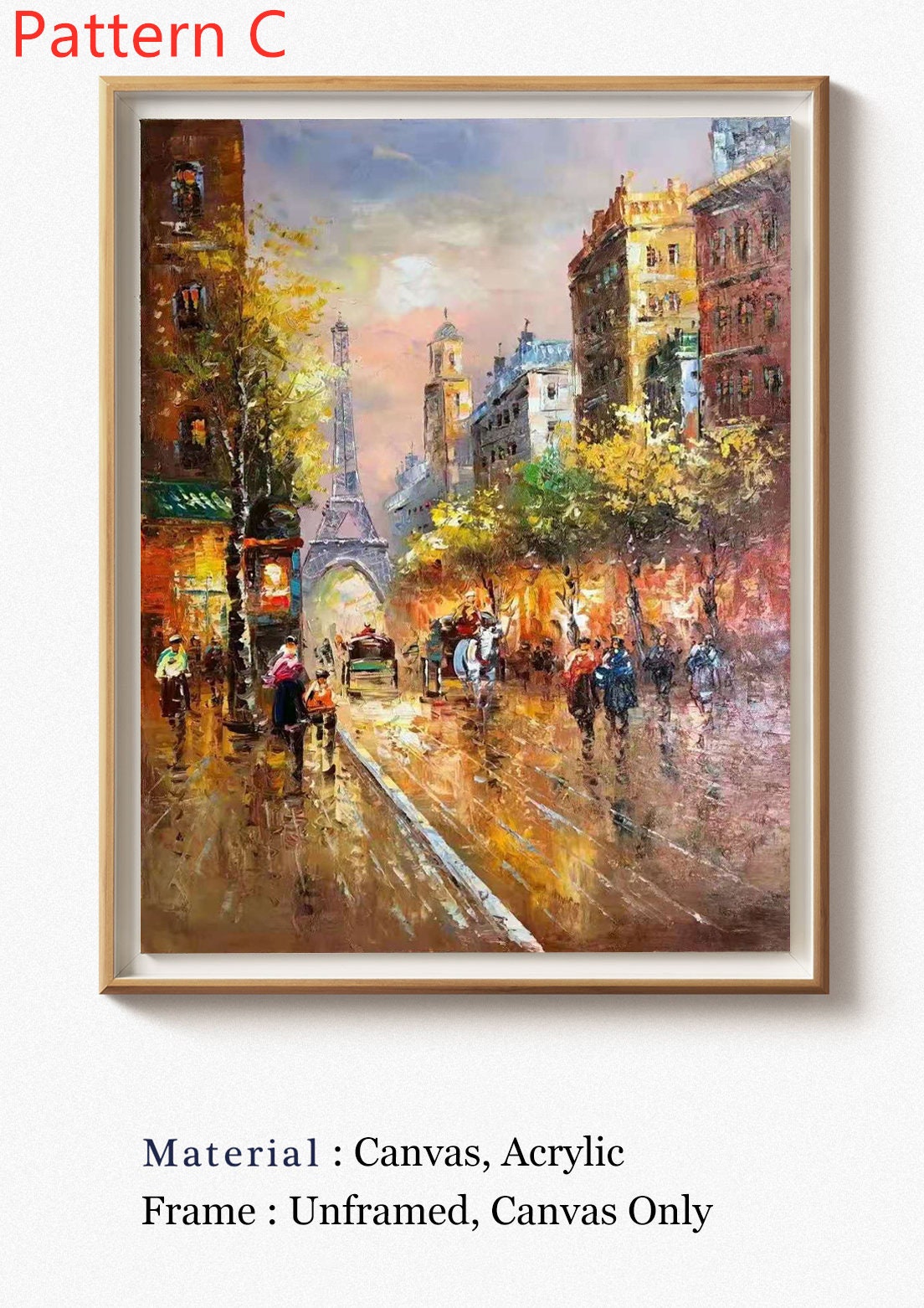 Original Paris Cityscape Oil Painting, Large Canvas Wall Art Paris City Landscape Painting on Canvas