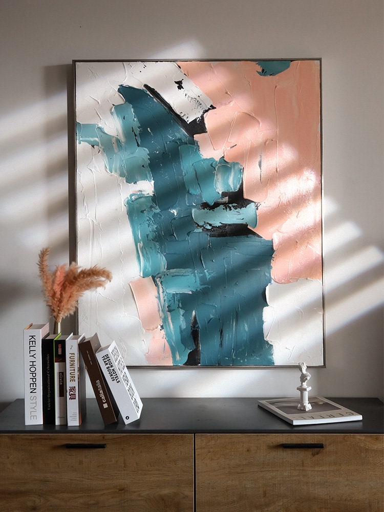 Original Textured Wall Art, Large Abstract Painting on Canvas, Modern Morandi Color Acrylic Painting, Vertical Painting for…