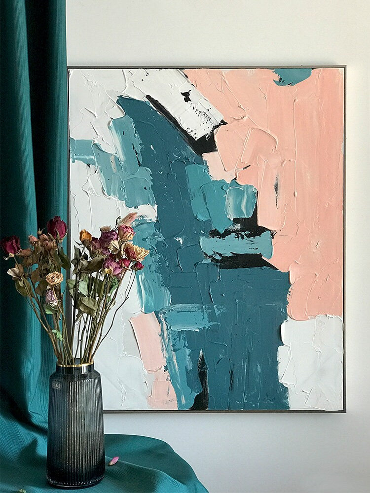 Original Textured Wall Art, Large Abstract Painting on Canvas, Modern Morandi Color Acrylic Painting, Vertical Painting for…