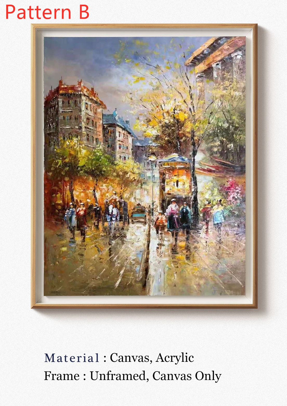 Original Paris Cityscape Oil Painting, Large Canvas Wall Art Paris City Landscape Painting on Canvas