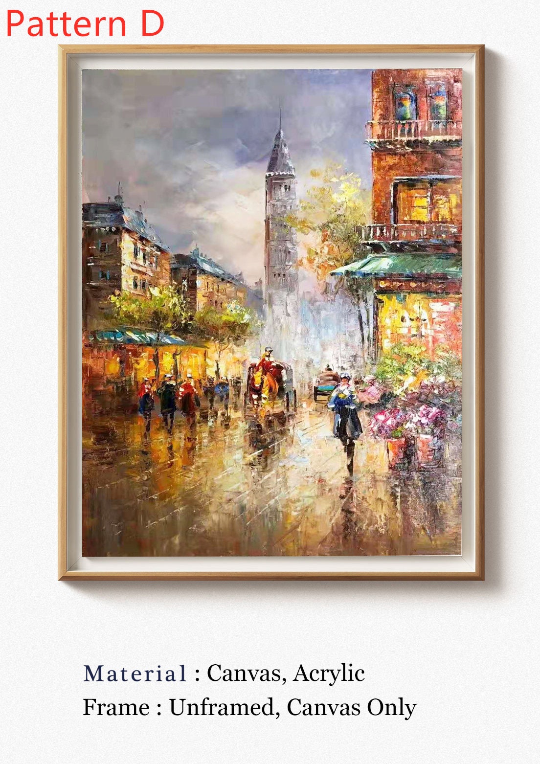 Original Paris Cityscape Oil Painting, Large Canvas Wall Art Paris City Landscape Painting on Canvas