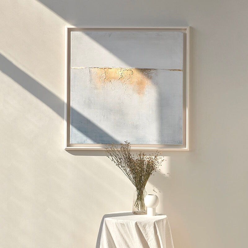 White and Gold Abstract Canvas Art, Extra Large Canvas Wall Art, Original Oil Painting on Canvas, Mimimalist Textured Art
