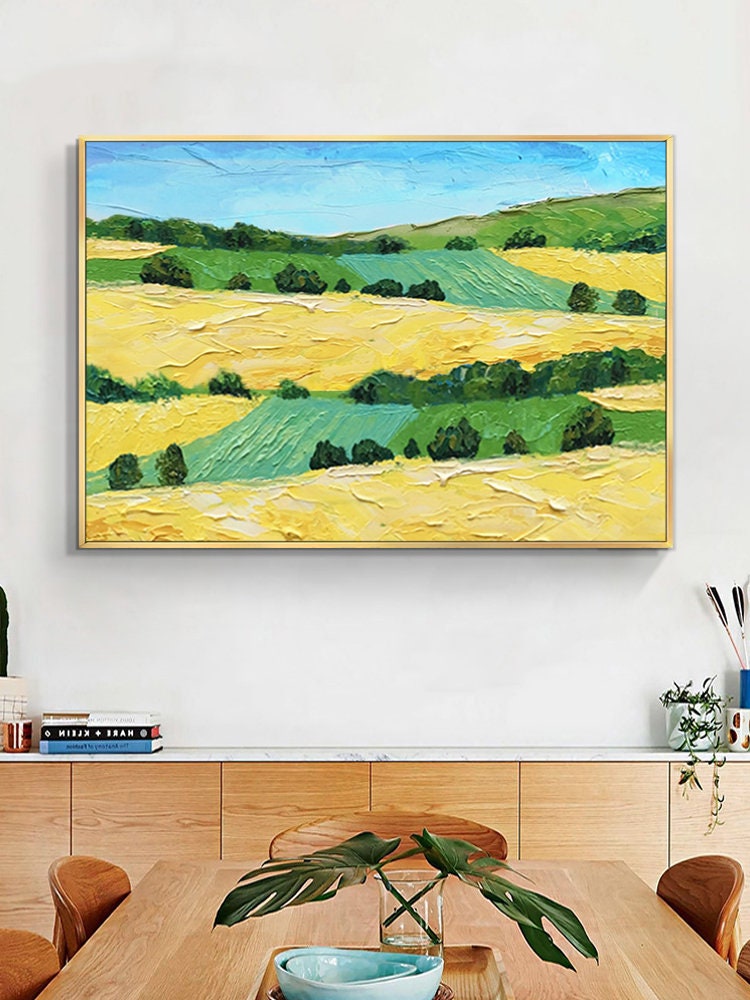 Landscape Oil Painting on Canvas Original, Extra Large Countryside Canvas Art, Abstract Landcape Oil Painting, Modern Texured…
