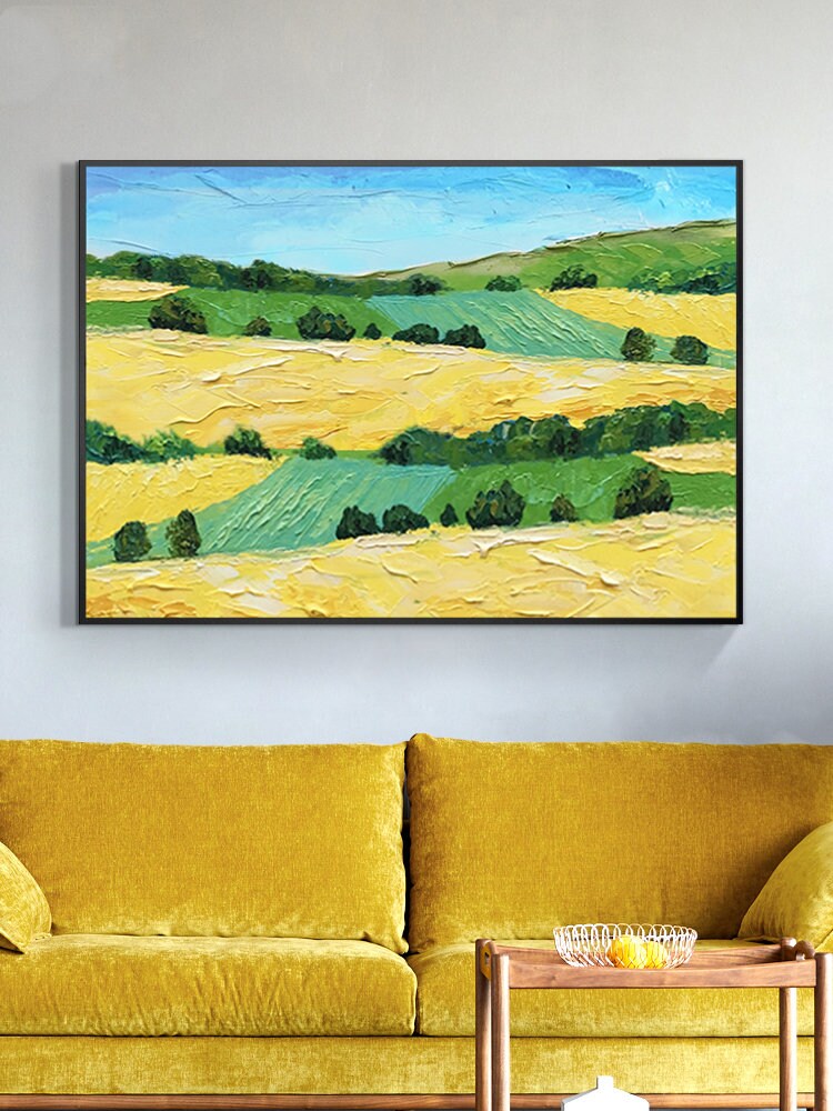 Landscape Oil Painting on Canvas Original, Extra Large Countryside Canvas Art, Abstract Landcape Oil Painting, Modern Texured…
