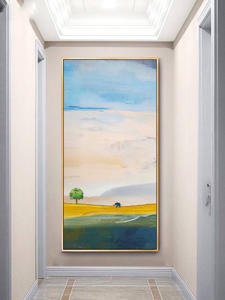 Abstract Landscape Wall Art, Large Landscape Oil Paintings on Canvas Original, Modern Abstract Bedroom Wall Decor