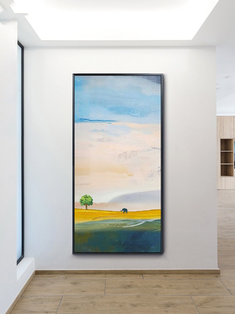 Abstract Landscape Wall Art, Large Landscape Oil Paintings on Canvas Original, Modern Abstract Bedroom Wall Decor
