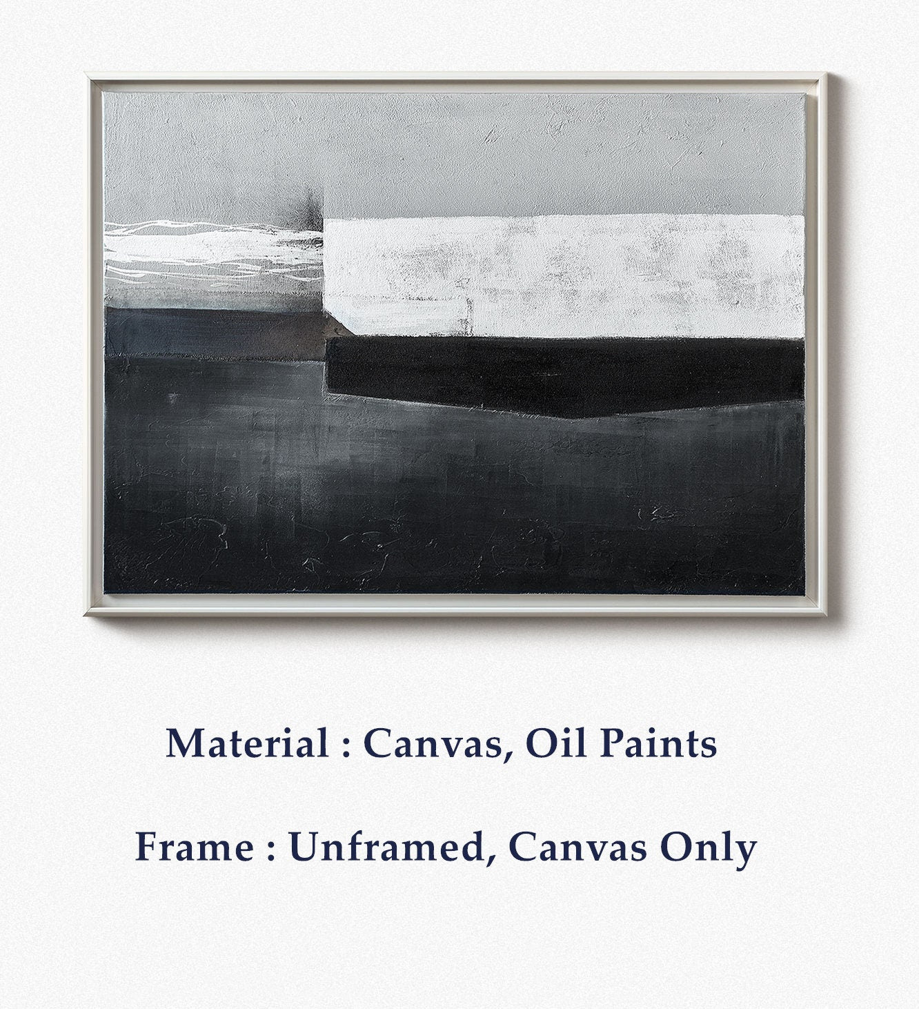 Grey and Black Oil Painting, Large Abstract Canvas Wall Art, Minimalist Wall Painting on Canvas, Blank Wall Decor for Living…