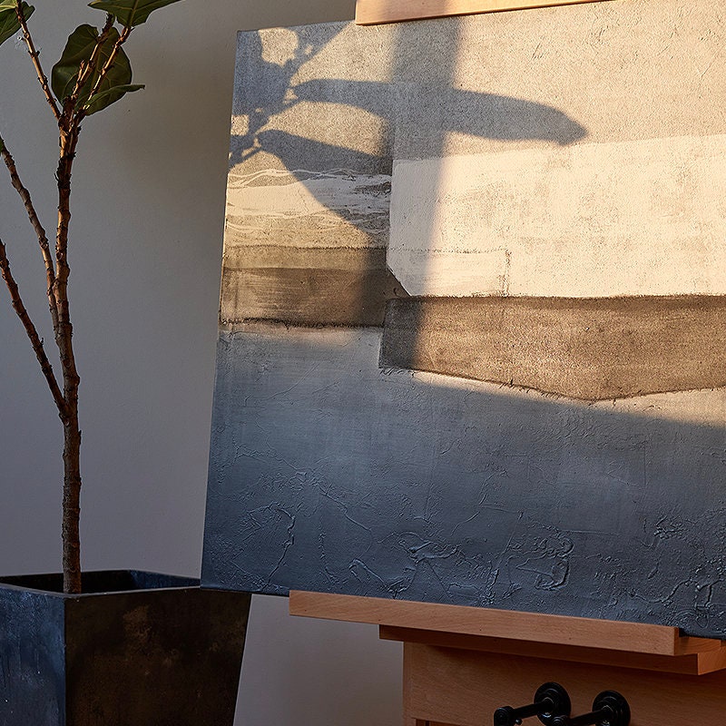 Grey and Black Oil Painting, Large Abstract Canvas Wall Art, Minimalist Wall Painting on Canvas, Blank Wall Decor for Living…