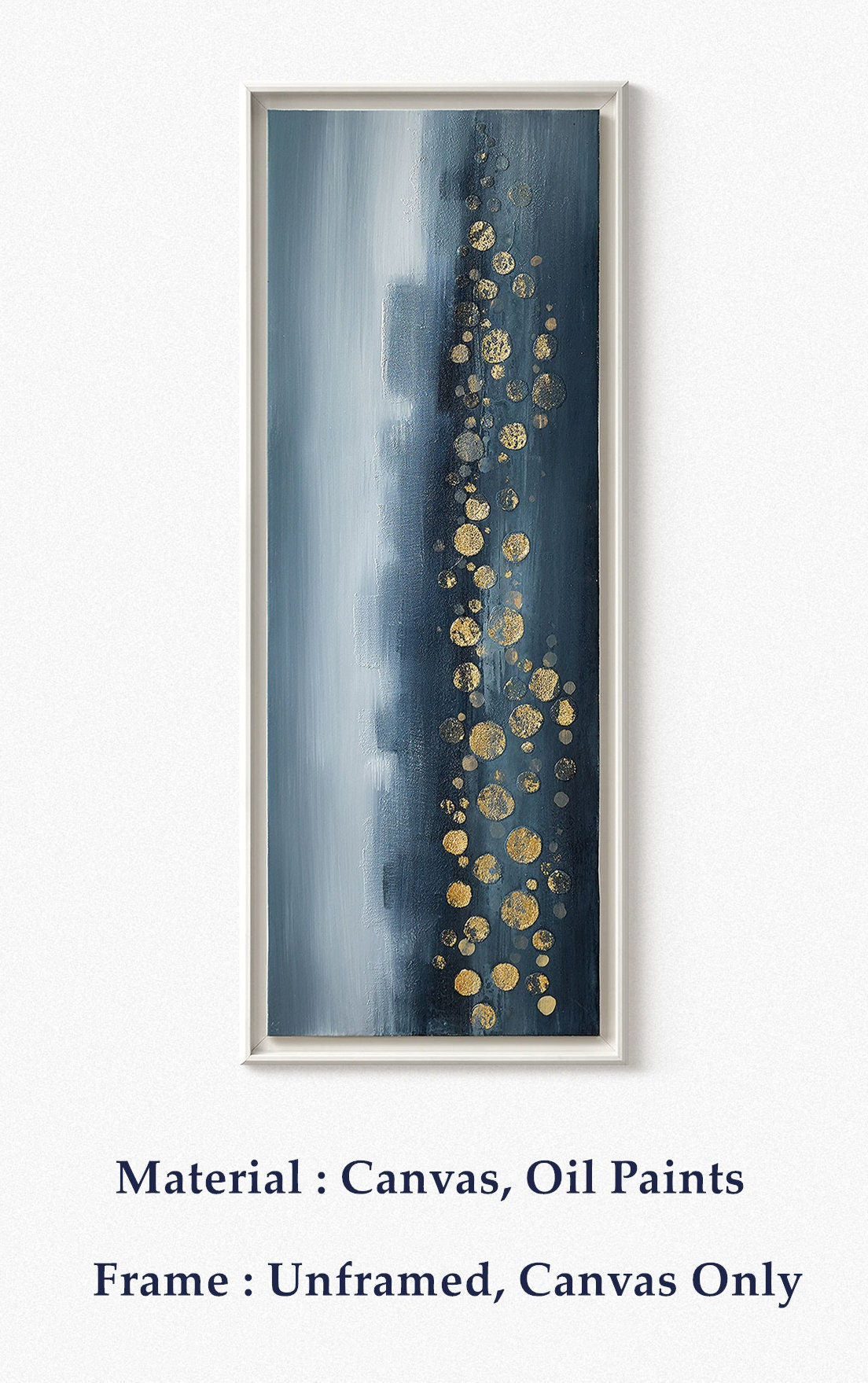 Blue Gold Hand Painted Painting on Canvas, Original Abstract Wall Art, Large Textured Art for Bedroom Living Dining Room