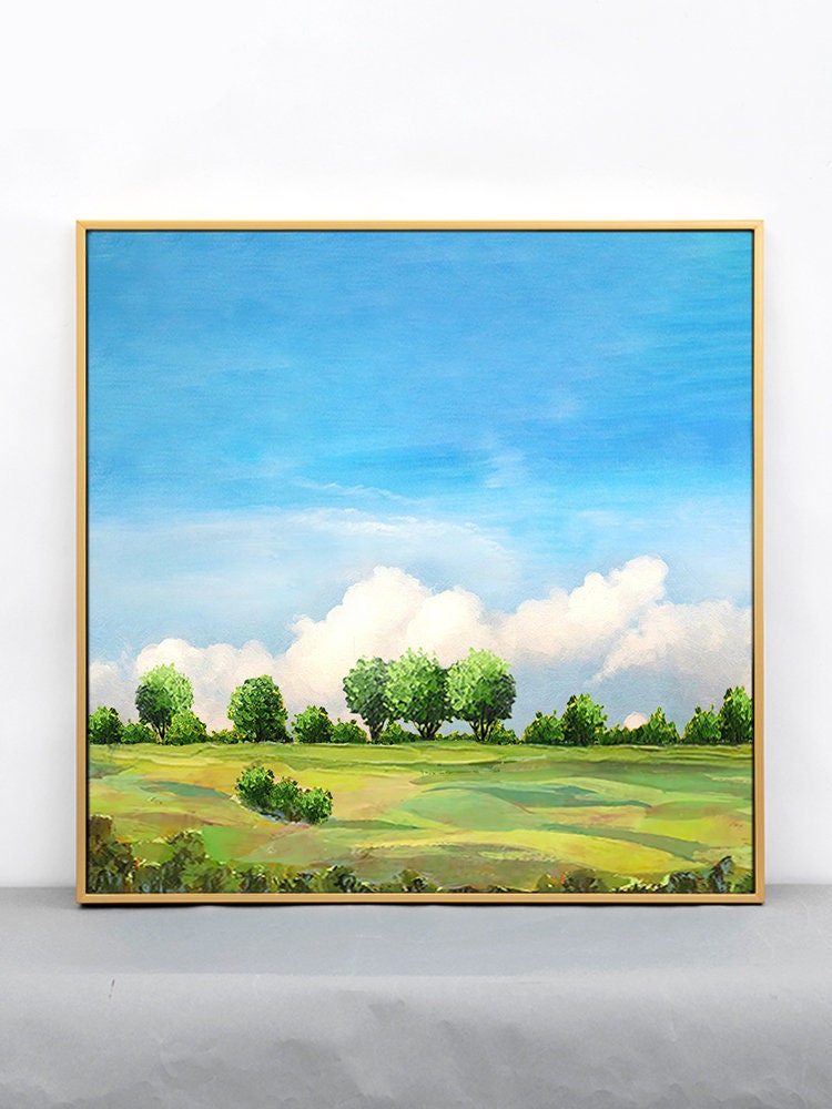 Landscape Wall Art, Large Abstract Oil Painting on Canvas, Modern Original Artwork for Bedroom