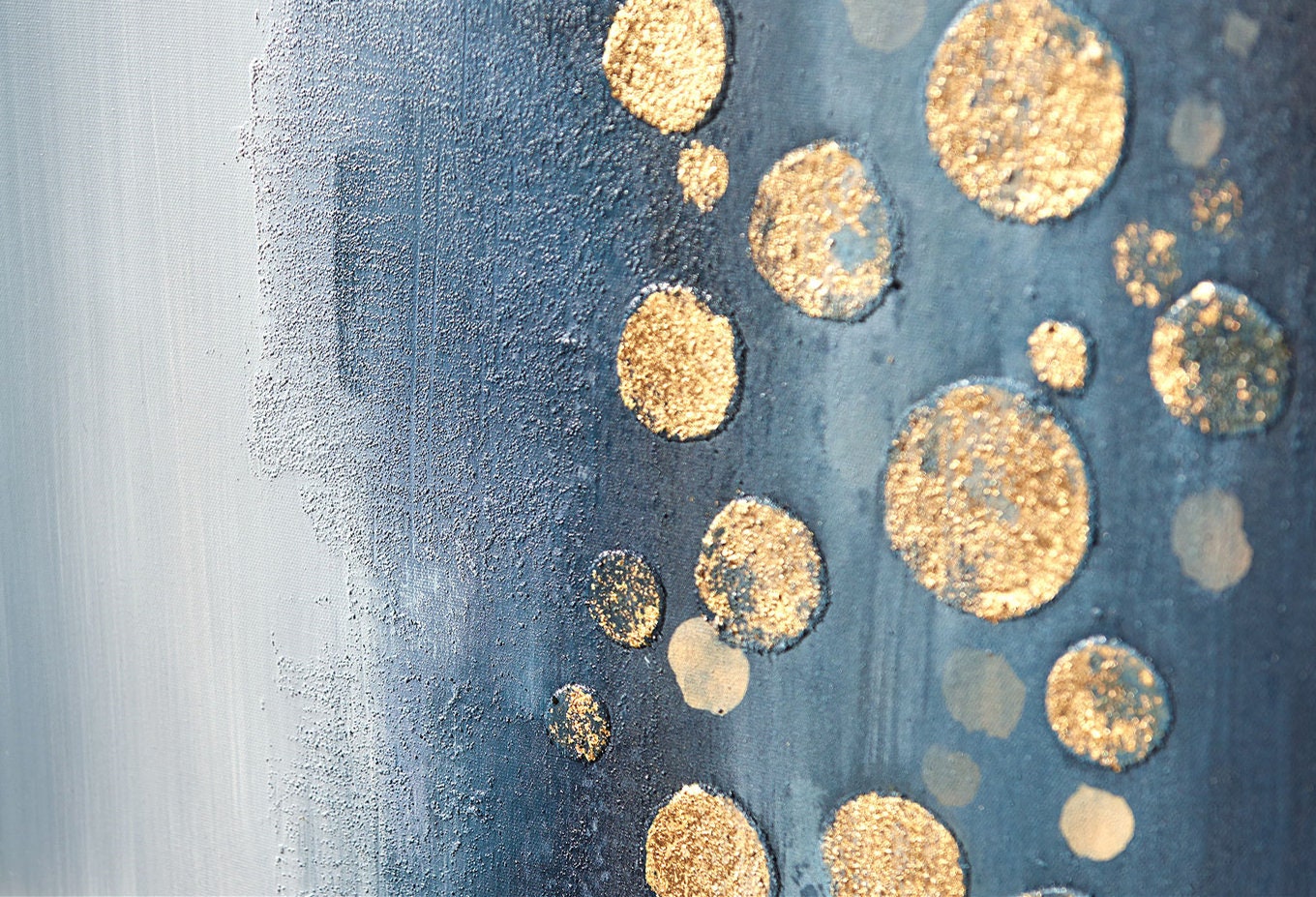 Blue Gold Hand Painted Painting on Canvas, Original Abstract Wall Art, Large Textured Art for Bedroom Living Dining Room